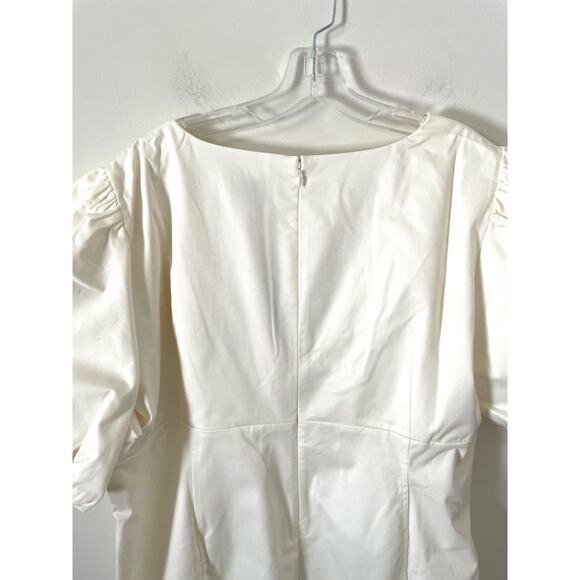 J.Crew Collection Cut Out Knee Length Puff Sleeve Dress Cream Size 24 Plus NEW - Picture 8 of 13